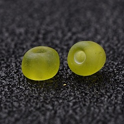 Green Yellow Glass Seed Beads, Frosted Colors, Round, Green Yellow, 3mm
