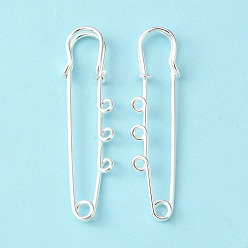 Серебро Железная фурниутра для броши, хороший для DIY брошь делает, килт иглы, серебряные, 50x15 мм