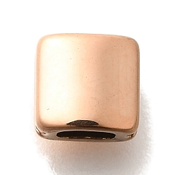 Розовое Золото 304 из нержавеющей стали бусы, квадратный, розовое золото , 6x6.5x4 мм, отверстие : 3x2 мм