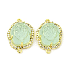 Светло-зеленый Покрытие стойки латунное микропаве звено циркония, подвески из розовой смолы, долговечный, без свинца и без кадмия, реальный 18 k позолоченный, светло-зеленый, 23.5x17x8.5 мм, отверстие : 1.5 мм