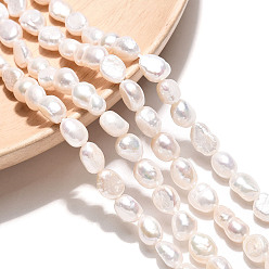Кремово-белый Нити из натурального культивированного пресноводного жемчуга, двух сторон полированной, кремово-белые, 7~11.5x5.5~8.5x3~6 мм, отверстие : 0.6 мм, около 22~23 шт / нитка, 6.69~7.09 дюйм (17~18 см)