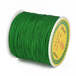 Green Braided Nylon Thread, Chinese Knotting Cord Beading Cord for Beading Jewelry Making, Green, 0.8mm, about 100yards/roll
