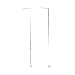 Rainbow Color Ионное покрытие (ip) 304 серьги-гвоздики из нержавеющей стали, кабельные цепи ушная нить с петлями, Радуга цветов, 100~109x0.7x0.25 мм, отверстие : 1.7 мм, штифты : 0.7 мм