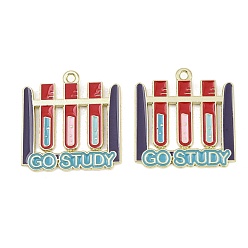 Разноцветный Подвески из эмали и сплава, подвески для пробирок, золотые, красочный, 26x25x1 мм, отверстие : 1.6 мм