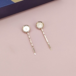 Golden Alloy Hair Bobby Pin Findings, Cabochons Setting, Golden, 57mm