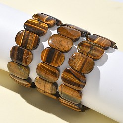 Тигровый глаз Браслеты из натуральных бусин тигрового глаза для женщин и мужчин, овальные, 1 дюйм (2.4 см), внутренний диаметр: 2-1/2 дюйм (6.45 см)