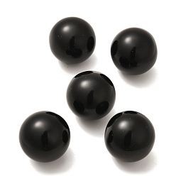 Обсидиан Натуральные черные обсидиановые бусины-сферы, круглый шар, нет отверстий / незавершенного, 25 мм