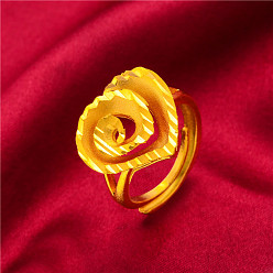 Сердце Латунные регулируемые кольца для женщин, золотые, сердце, внутренний диаметр: 15~20 мм