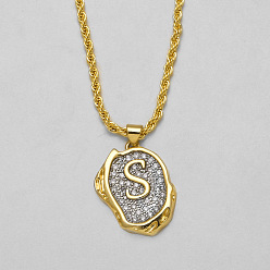 Letter S Латунные хрустальные стразы с овальным кулоном в виде буквы, платиной и золотом, Письмо с, 15.75 дюйм (40 см)