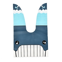 Whale Plastic Candy Bags, Rabbit Ear Bags, Gift Bags, Two-Side Printed, Whale Pattern, 22x13.8x0.05cm, about 45~50pcs/bag