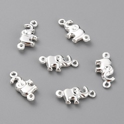 Посеребрённый Соединители латунные звенья, форма слона, 925 серебро покрытием, 14x6.5x2.5 мм, отверстие : 1 мм