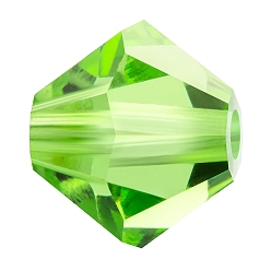 50520 Peridot Хрустальные бусины preciosa®, чешский хрусталь, биконус(451 69 302 рондель), 50520 перидот, 5 мм, отверстие : 1 мм