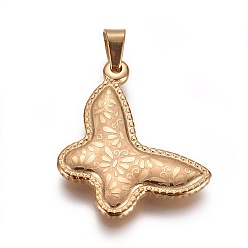 Золотой 304 подвески из нержавеющей стали, бабочка, золотые, 30x25x3 мм, отверстие : 4x5 мм