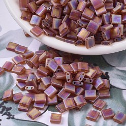 (TL134FR) Matte Transparent Dark Topaz AB MIYUKI TILA Beads, Japanese Seed Beads, 2-Hole, (TL134FR) Matte Transparent Dark Topaz AB, 5x5x1.9mm, Hole: 0.8mm, about 5900pcs/500g