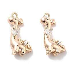 Настоящее золото 18K Подвески из латуни с покрытием из прозрачного кубического циркония, без кадмия, без никеля и без свинца, долговечный, клятвы кенгуру, реальный 18 k позолоченный, 17.5x13x5 мм, отверстие : 1.2 мм
