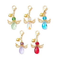 (52) Непрозрачная лаванда Ангел стеклянный кулон украшение, подвески из сплава в виде сердца и клешни лобстера для украшений сумок, разноцветные, 48.5~49.5 мм