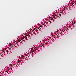 MediumVioletRed Christmas Tinsel Decoration DIY Chenille Stem Metallic Tinsel Garland Craft Wire, Medium Violet Red, 290x7mm