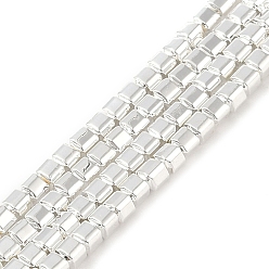 с Покрытием Серебра Гальванические нити из синтетических немагнитных гематитовых бусин, граненый куб, со серебряным покрытием, 3x3x3 мм, отверстие : 0.8 мм, около 106 шт / нитка, 16.30'' (41.4 см)
