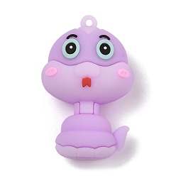 Сливовый ПВХ подвески, змея, слива, 49x31x22.5 мм, отверстие : 2.5 мм