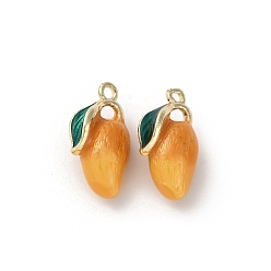Mango Латунь эмаль прелести, без кадмия, без никеля и без свинца, фруктовое очарование, реальный 18 k позолоченный, манго, 14.5x8x5.5 мм, отверстие : 1 мм