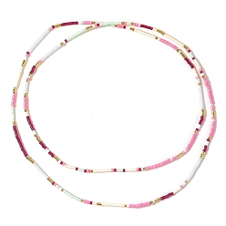 Pearl Pink Ethnic Style Seed Beaded Double Layers Wrap Style Bracelet, Boho Bracelet, Pearl Pink, 26 inch(66cm)