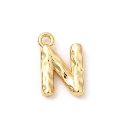 Letter N Латунь прелести, без никеля , реальный 18 k позолоченный, Письмо N, 12x8x2.5 мм, отверстие : 1.4 мм