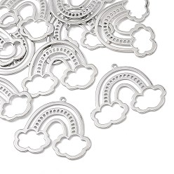 Platinum SHEGRACE Brass Pendants, Rainbow Charms, Lead Free & Cadmium Free & Nickel Free, Platinum, 25x30x0.7mm, Hole: 1.2mm