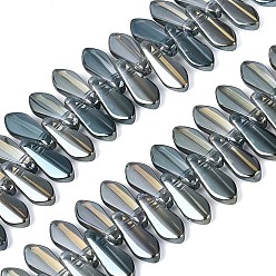 Кадет Синий Стеклянные бусины, слеза, Топ пробуренной, кадетский синий, 15~16x6x4~4.5 мм, отверстие : 0.9~1 мм, около 119~120 шт / нитка, 17.32~18.11 дюйм (44~46 см)