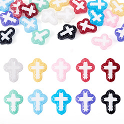 (52) Непрозрачная лаванда 20 шт. 10 цвета окрашенные стеклянные бусины эмалевые бусины, бусины ручной работы, крестик, разноцветные, 14.5x11.5x4 мм, отверстие : 1 мм, 2 шт / цвет