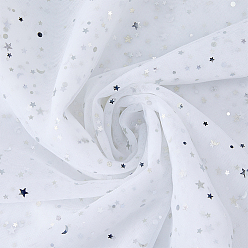 Белый Нейлоновая сетчатая ткань со звездным узором, для украшения костюмов, белые, 160~168x0.02 см, 3 м / шт