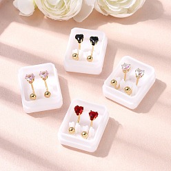 (52) Непрозрачная лаванда 304 Серьги из нержавеющей стали, с кубического циркония, золотые, разноцветные, 17x10.5x5.5 мм