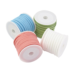 (52) Непрозрачная лаванда Шнуры из искусственной замши, искусственная замшевая кружева, разноцветные, 4x1.5 мм, около 5.46 ярдов (5 м) / рулон, 4 рулонов / набор