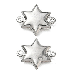 Star 304 Stainless Steel Connector Charms, Stainless Steel Color, Star, 17x15x3.5mm, Hole: 1mm