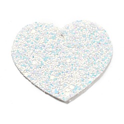 Небесно-голубой Большие кожаные подвески, с блестками, коллекция ко дню святого валентина, сердце, голубой, 50x56.5x2 мм, отверстие : 1.6 мм