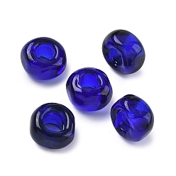 Темно-Синий Бусины лэмпворк европейского стиля , бусины с большим отверстием, кубические, темно-синий, 11.5x11.5x8.5 мм, отверстие : 5 мм