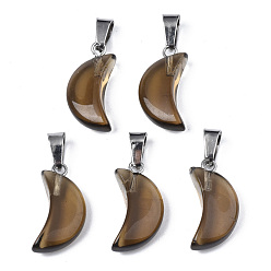 Camel Transparent Spray Painted Glass Pendants, with Platinum Plated Brass Bails, Moon Charms, Camel, 21.5x10.5x6mm, Hole: 4mm