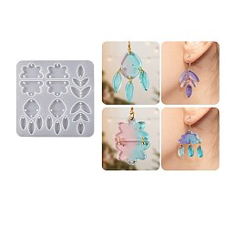 Mixed Shapes Силиконовые формы для подвесок, формы для литья смолы, белые, разнообразные, 130x130x4.5 мм, отверстие : 2 мм