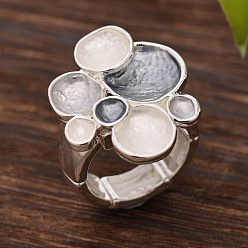 Темно-Золотистый Кольца из цинкового сплава и эмали для женщин, цветок, платина, темные золотарник, внутренний диаметр: 17 мм