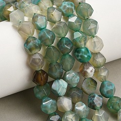 Vert Foncé Brins de perles d'agate naturelle (teintes et chauffées), facette, étoiles coupées perles rondes, vert foncé, 10x9.5mm, Trou: 1.2mm, Environ 37 pcs/chapelet, 14.57'' (37 cm)