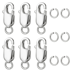 Платина Антикоррозийные 6шт. 925 застежки-лобстеры из стерлингового серебра, с печатью 925, с 6 открытыми соединительными кольцами, платина, 10.5 мм, отверстие : 1 мм