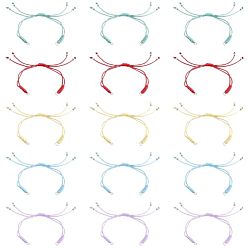 (52) Непрозрачная лаванда Регулируемый браслет из нейлонового плетеного шнура, аксессуары для изготовления, с латунными бусинами и 304 запорными кольцами из нержавеющей стали, разноцветные, 9-5/8 дюйм (24.5 см), 25 шт / коробка