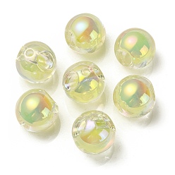 Бледно-Золотистый Прозрачное УФ-покрытие радужные переливающиеся акриловые бусины, бусина в бусине, круглые бусины судзумару, бледно золотарник, 15.5~16 мм, отверстия : 3 mm и 4.5 мм