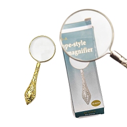 Golden Metal Frame & Polystyrene Lens, Portable Handheld Reading Magnifiers, Golden, 12.6x4.7cm