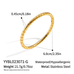Plaqué 18K Or Véritable Bracelets minimalistes en bambou et acier inoxydable pour femmes, réel 304 k plaqué or, diamètre intérieur: 18 pouce (2.36 cm)