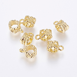 Настоящее золото 18K Поручни из латунной трубки, петля под залог, долговечный, реальный 18 k позолоченный, 11.5x6x8 мм, отверстие : 2 мм, внутренний диаметр: 5.5 мм