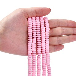 Pearl Pink Handmade Polymer Clay Beads Strands, for DIY Jewelry Crafts Supplies, Flat Round, Pearl Pink, 6~7x3mm, Hole: 1.5mm, about 113~116pcs/strand, 15.55 inch~16.14 inch(39.5~41cm)