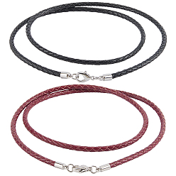 Couleur Mélangete 10 pièces 2 couleurs cordons en cuir tressé pour la fabrication de colliers, avec mousquetons en laiton, platine, couleur mixte, 21 pouce (53.3 cm), 3mm, 5 pcs / couleur