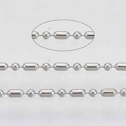 Платина Латунные шаровые цепи, стиль мяча, круглые и овальные, долговечный, пайки, с катушкой, без кадмия, без никеля и без свинца, платина, 1.8x1 mm и 1 mm, около 301.83 футов (92 м) / рулон