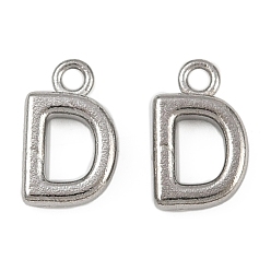 Letter D 304 прелести нержавеющей стали, полированный, цвет нержавеющей стали, Буква D, 9.5x6x2 мм, отверстие : 1.2 мм