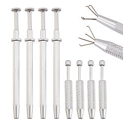 Couleur Acier Inoxydable 8 pièces 2 styles alliage 4 outil de ramassage à griffe pour petites pièces, 4 pince à griffes pour les petits objets, pinces diamantées, outil de bijoux, couleur inox, 6.3~11.8x0.85~1.15 cm, 4 pcs / style